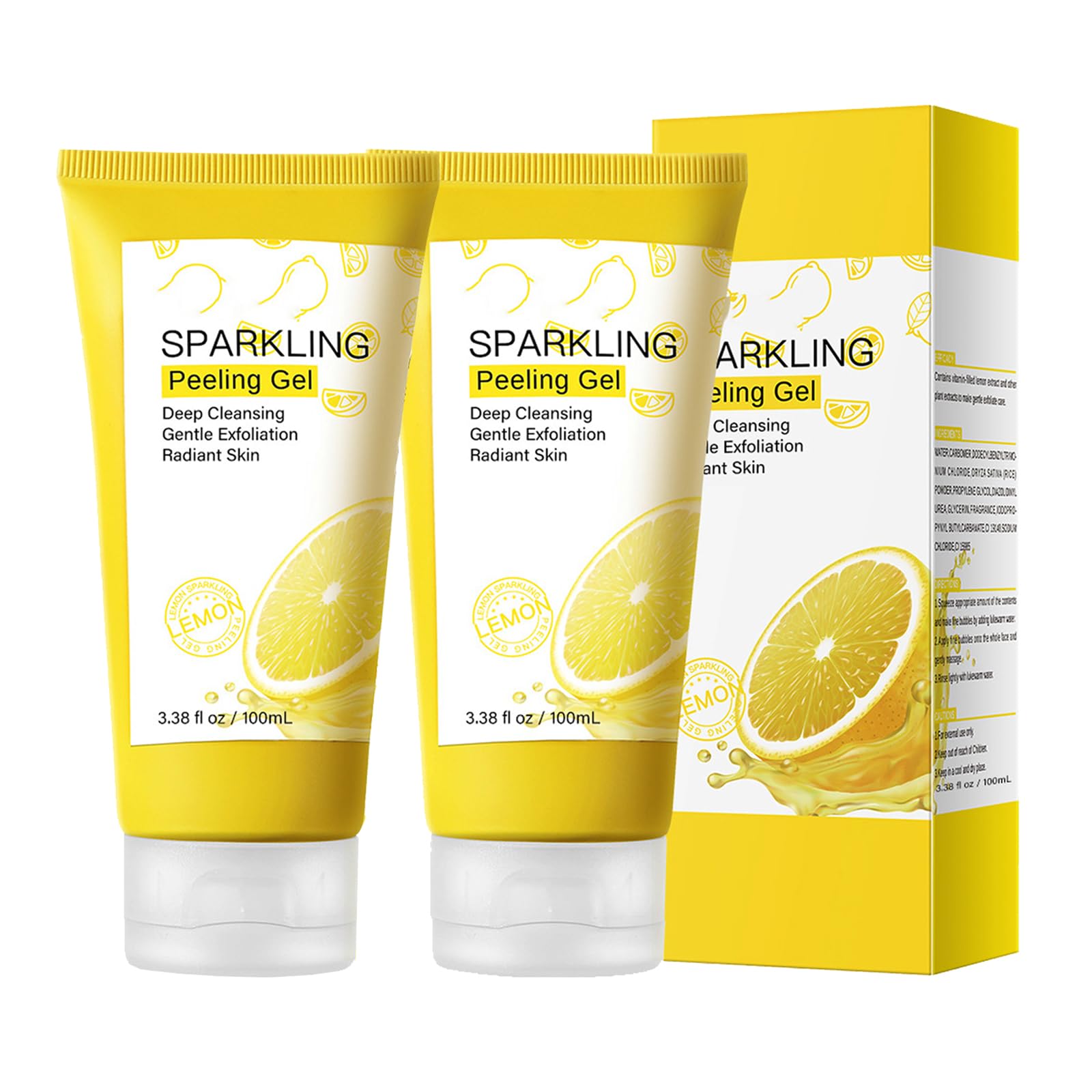 KOAHDE Gel Exfoliante Iluminador,Gel Peeling Blanqueamiento Facial,Gel Peeling Exfoliante Iluminador De Limón,Exfoliante Facial Iluminador en Gel,Gel Exfoliante Removedor Piel Muerta,2PC