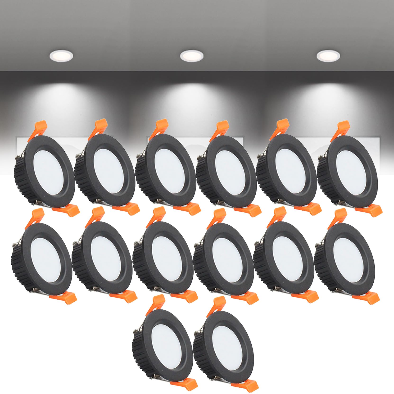 Syibelters 3W LED Recessed Ceiling Lights 68mm, Cold White 6000K 3W 240LM, Cut Φ50-55mm, AC110-240V Ultra Slim Downlights, LED Panel Light for Living Room Hallway, 14 Pack