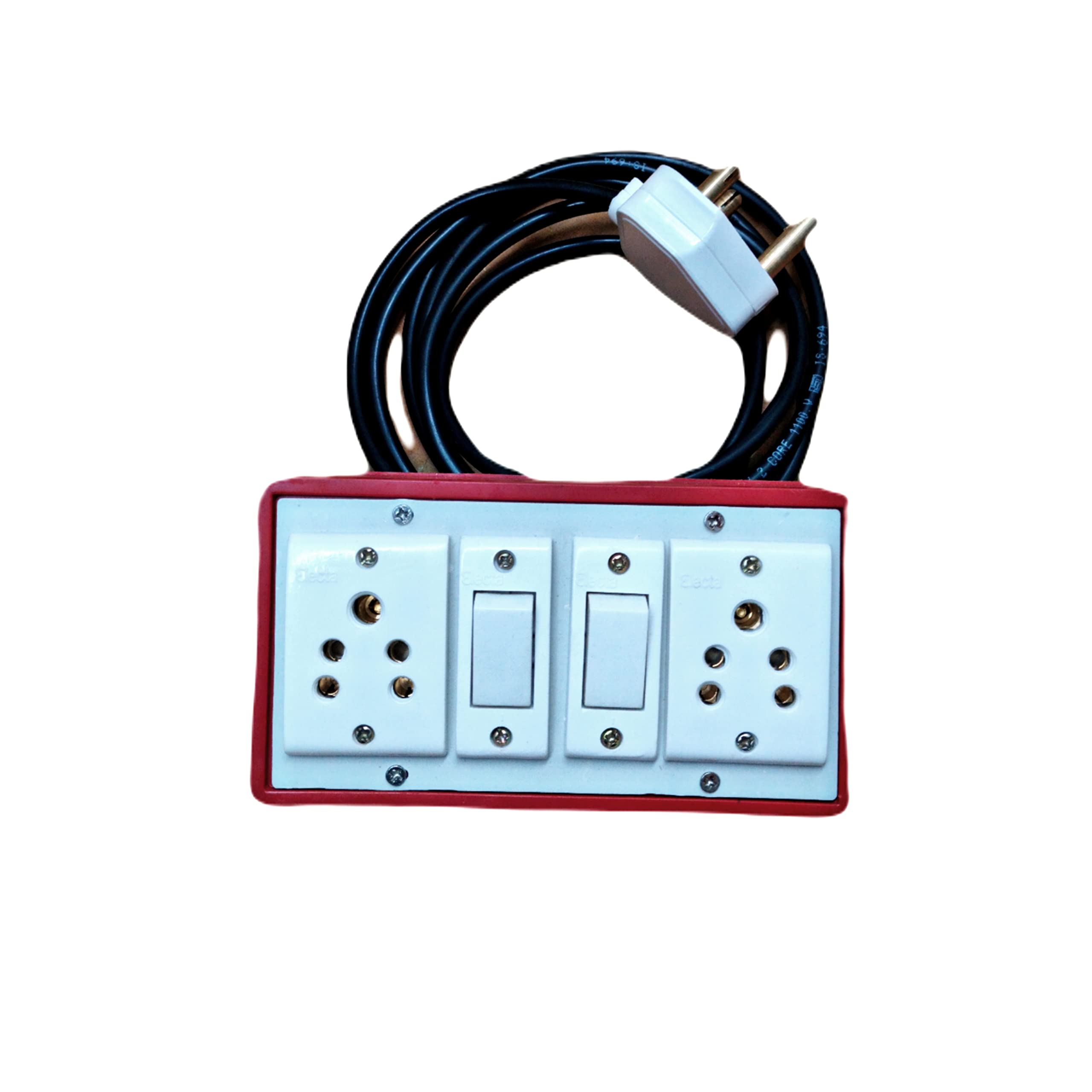 Extension Board with Volt Meter and amp Meter with Fuse Indicator 1.5 sq mm 3 core Copper Wire Orange Board Indian Made (2 Switch 2 Socket, 2 Meter Cable)-image-28