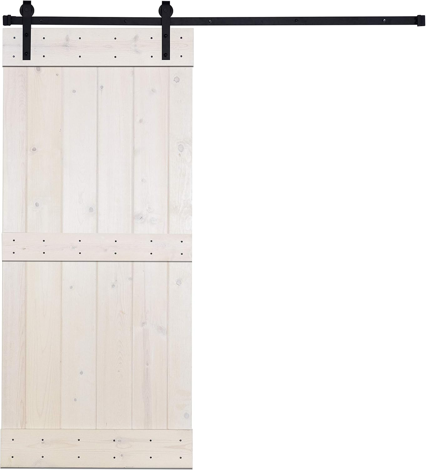 Super Deal Product DIY Paneled Wood Sliding Barn Door with Installation Hardware Kit; Pre-Drilled Ready to Assemble, K1 Series