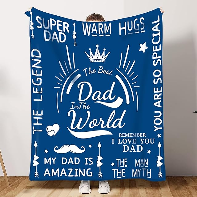 JOVMUND Dad Gifts, Dad Blanket Gifts from Daughter Son, for Dad, Personalised Dad Birthday/Christmas from Child(51×60in)