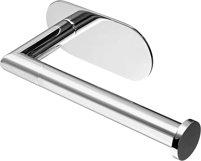 HITSLAM Toilet Roll Holder Wall Mounted Chrome Self Adhesive SUS 304 Stainless Steel Silver Toilet Paper Holder No Drilling for Bathroom
