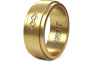 Rinfit Gold Silicone Ring for Men - Unbreakable Infinity Wedding Band