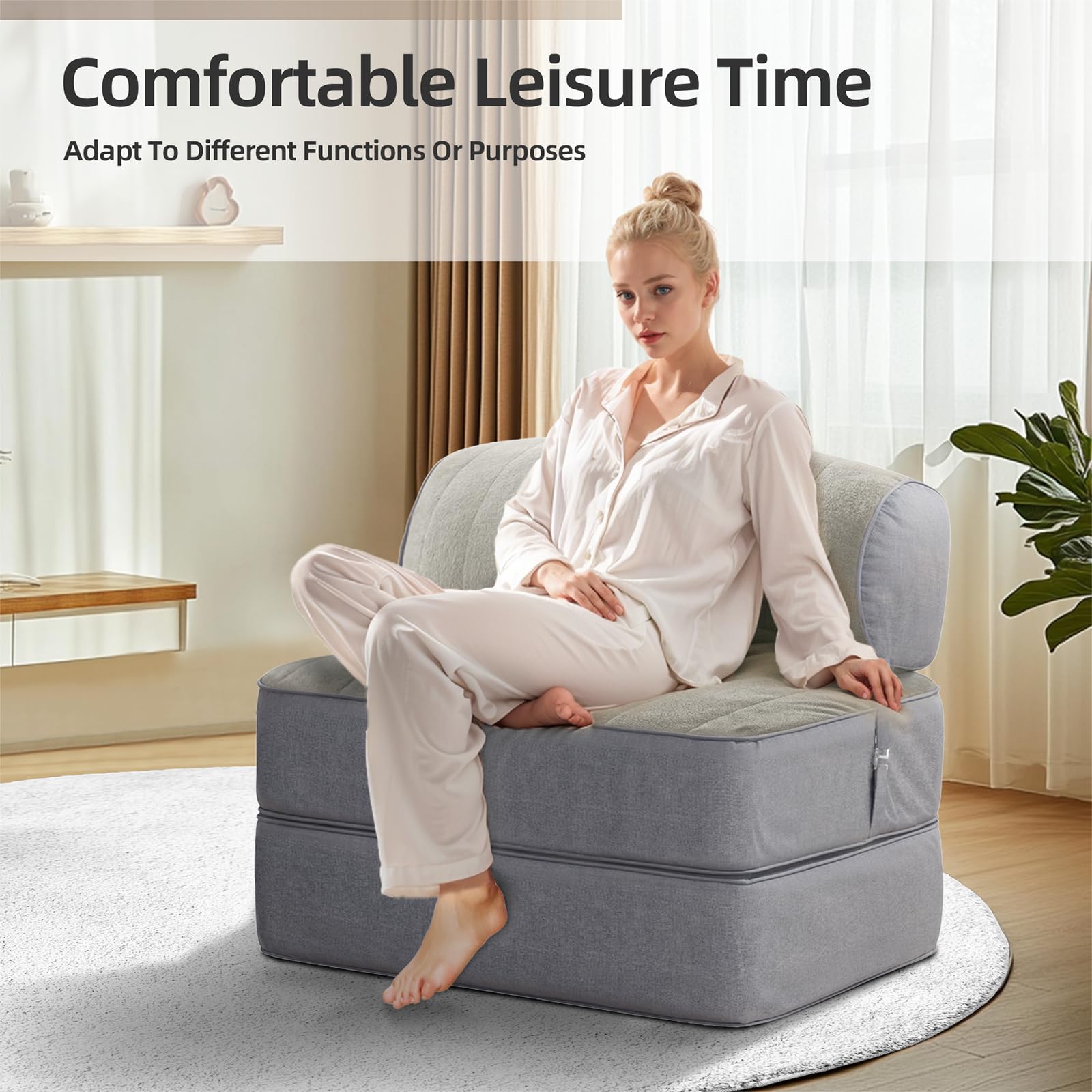 Divano Letto Pieghevole Convertibile Con Cuscino - Materasso Da Pavimento In Memory Foam, Futon Portatile Per Soggiorno, Cameretta, Ufficio - Design Semplice E Salvaspazio - 3