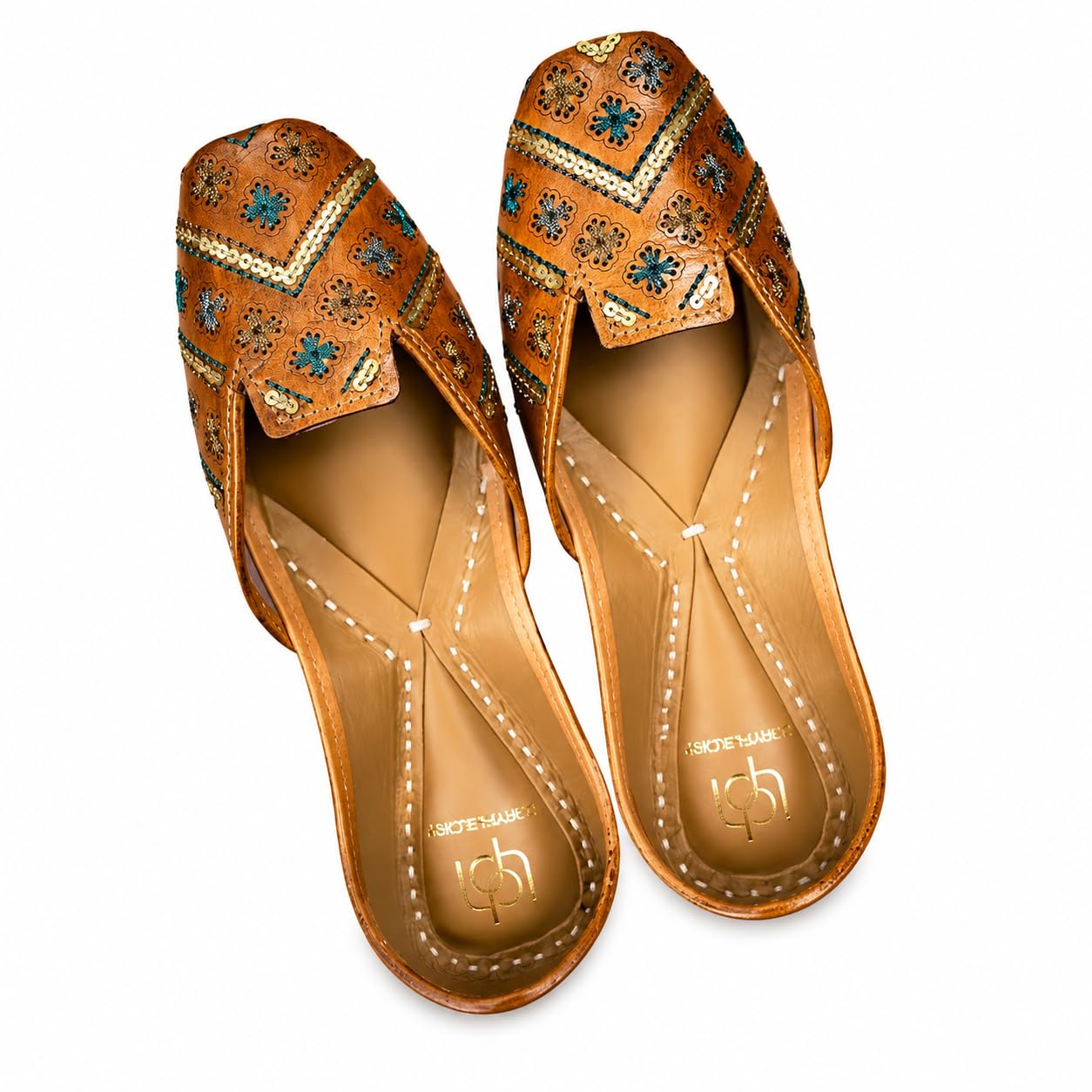 loryphilory Brown Sequin Punjabi Jutti for Women | Handcrafted Women's Flats with Elegant Embellishments, Traditional Ethnic Footwear for Festive Occasions-picture-17