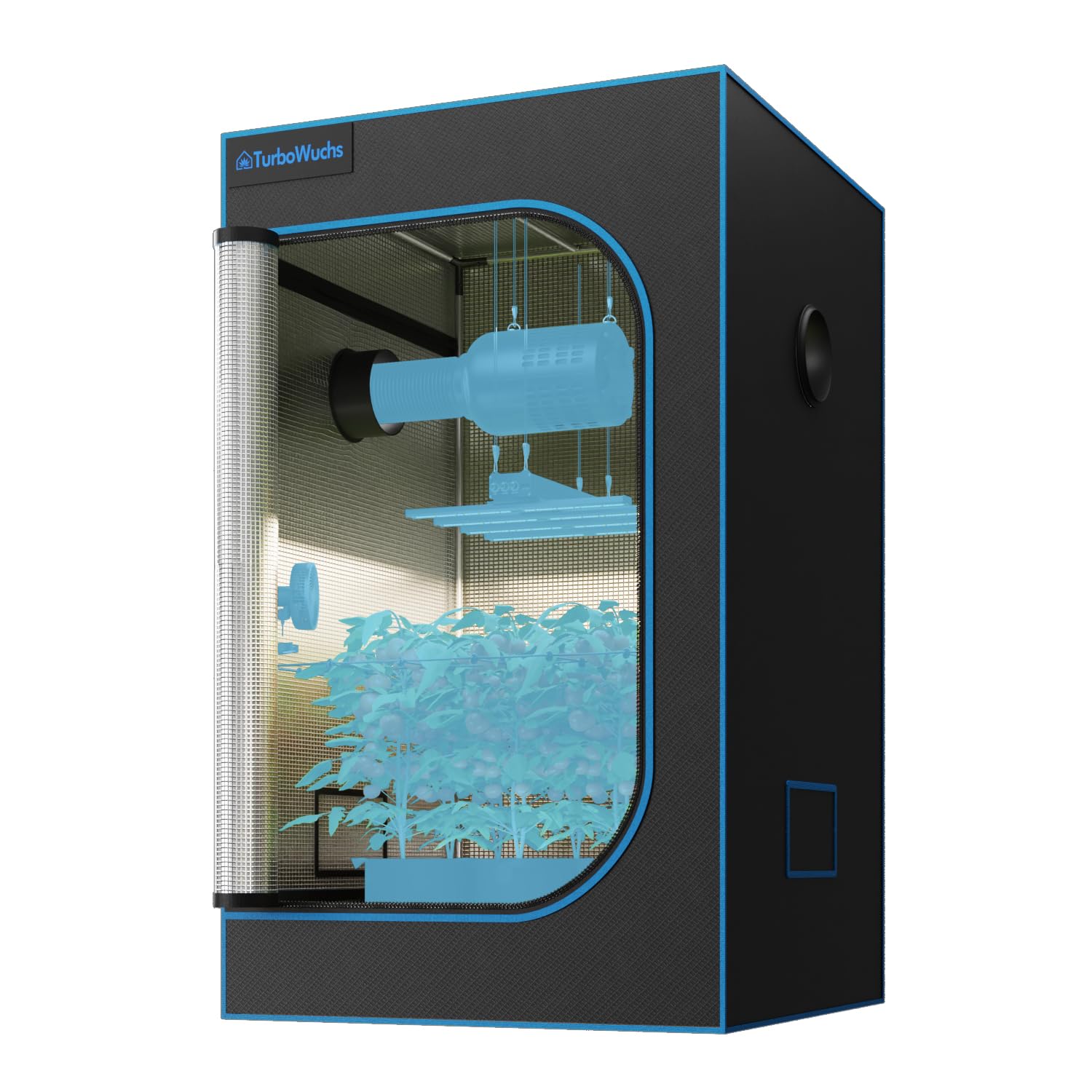 Grow Zelt 120x120x200 cm– 1680D Oxford Indoor Grow Tent mit Diamant Mylar, Lichtdicht & Wasserdicht, Stabiler Metallrahmen, Hochleistungs-Reißverschluss, Belüftung & Bodenwanne