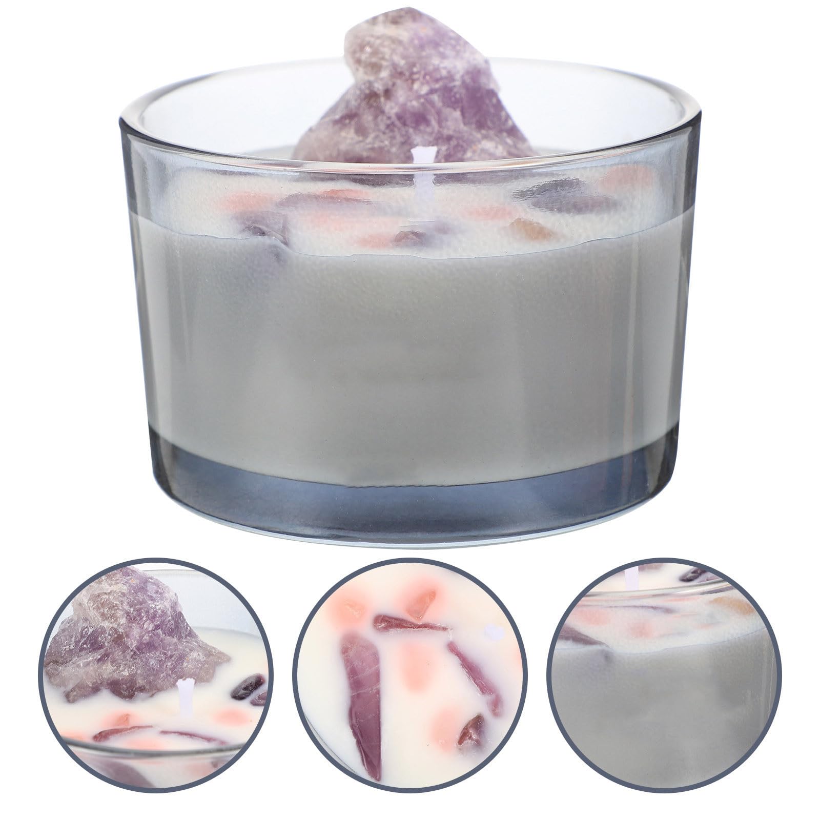 Vela Aromática Decorativa de Vidrio Cera Natural y Cristal | Púrpura, Portátil y Ligera, para Salón E Interior, Detalle para Amigos, Uso Sencillo