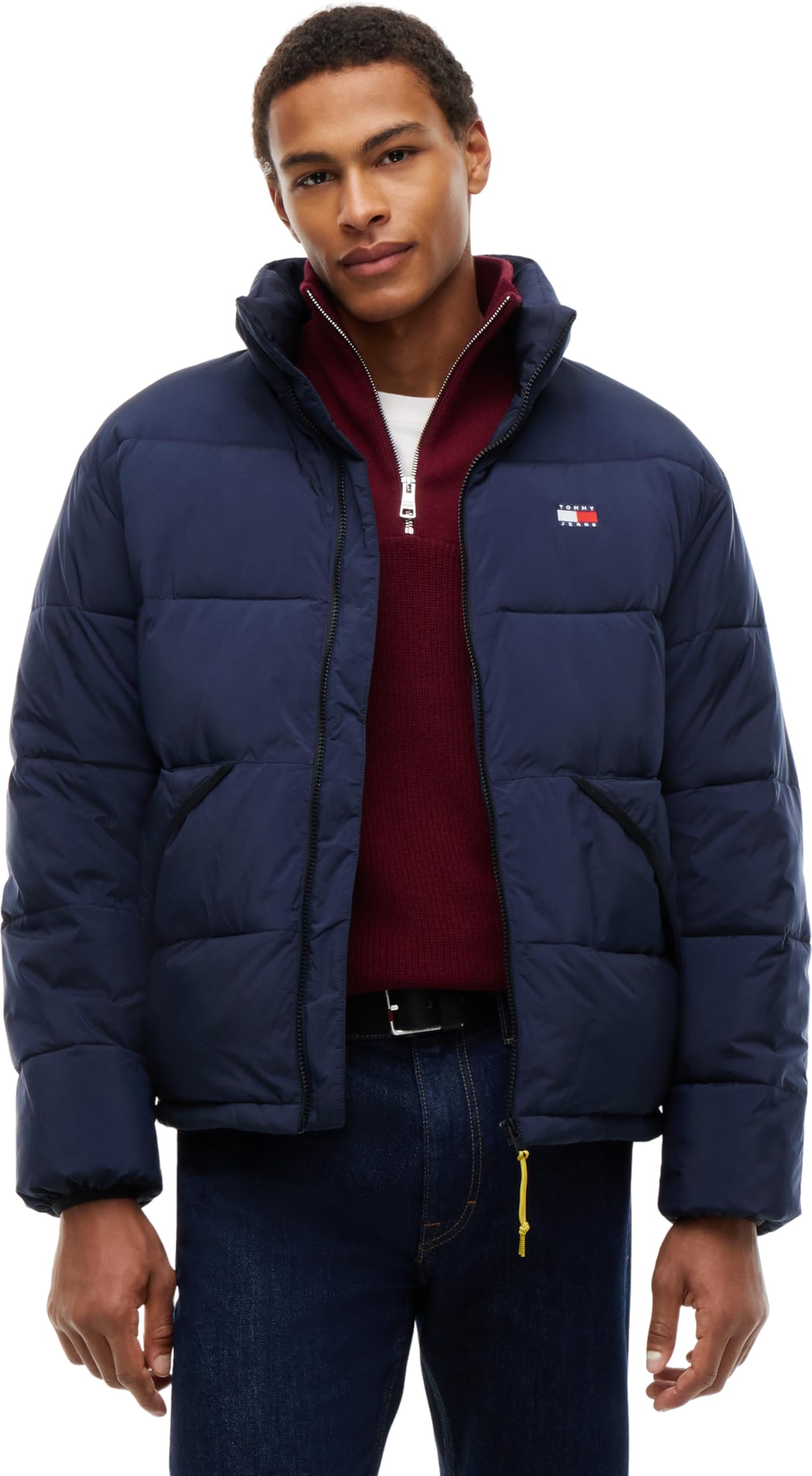 Tommy Jeans Men’s Vail Puffer Jacket with Stand Collar, Blue (Dark Night Navy), XL