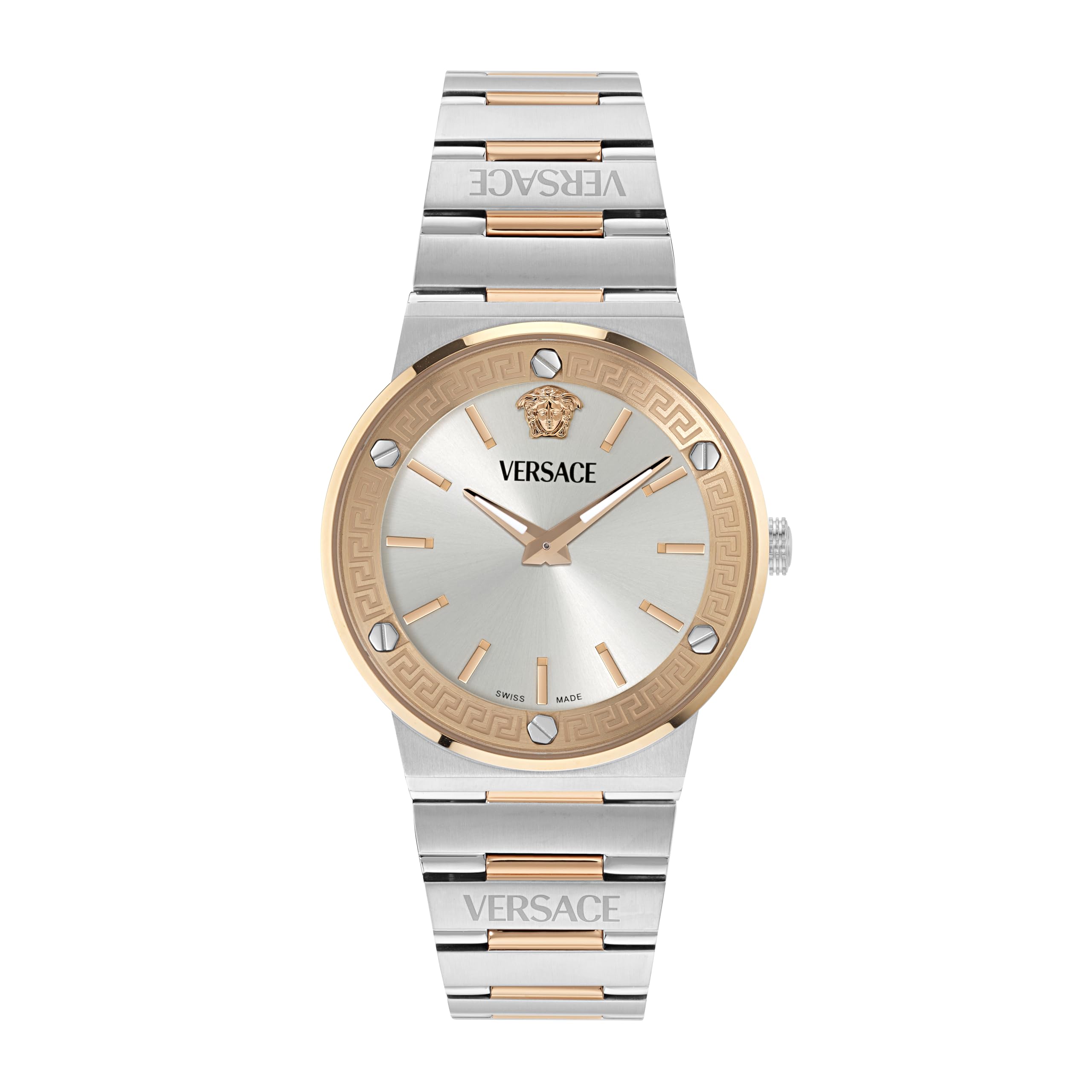 Versace Greca Logo Aereo Swiss Made - Reloj de Pulsera analógico de Cuarzo para Hombre