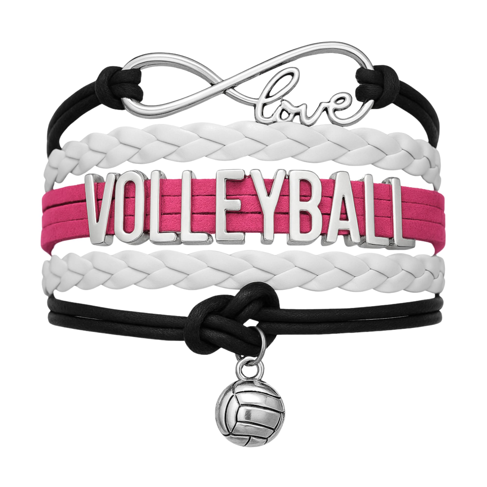 Pink and White Volleyball Bracelet for Girl Women – Love Charm Jewelry Gift for Players, Coaches, and Teams – Great for Birthdays and Graduation