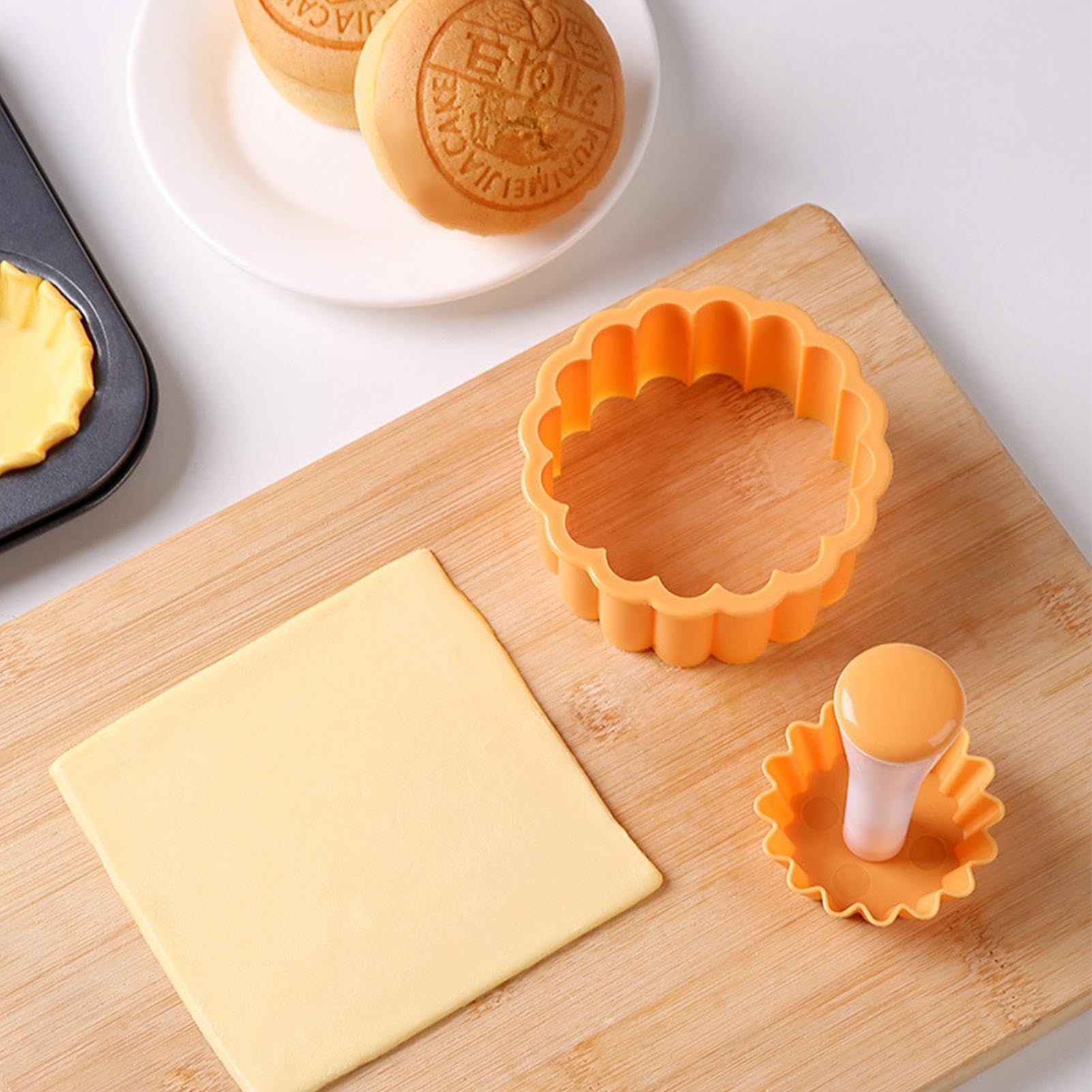 Non-Stick Tart Shell Molds & Cutter Set - Food Safe Reusable Baking Tool For Egg Tarts & Pastries - View #8