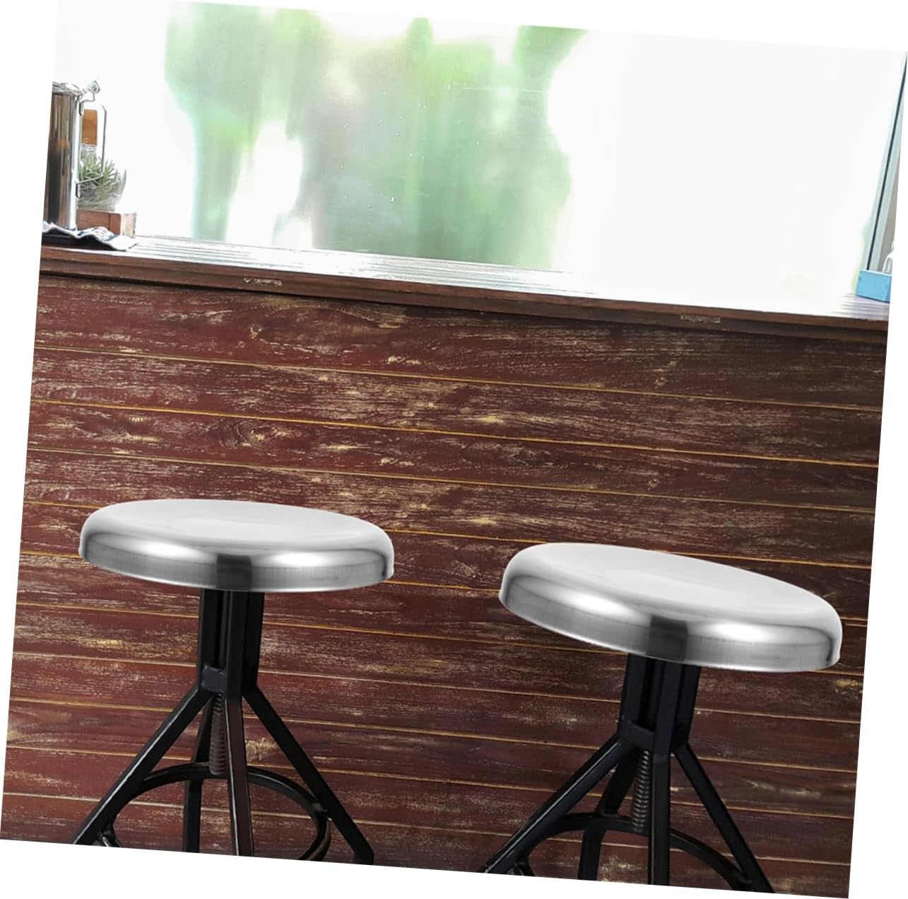 PRETYZOOM Heavy-Duty Round Stool Seat Cover Thick Stainless Steel Cushion for Dining Hall Use Easy to Clean Slip-Resistant