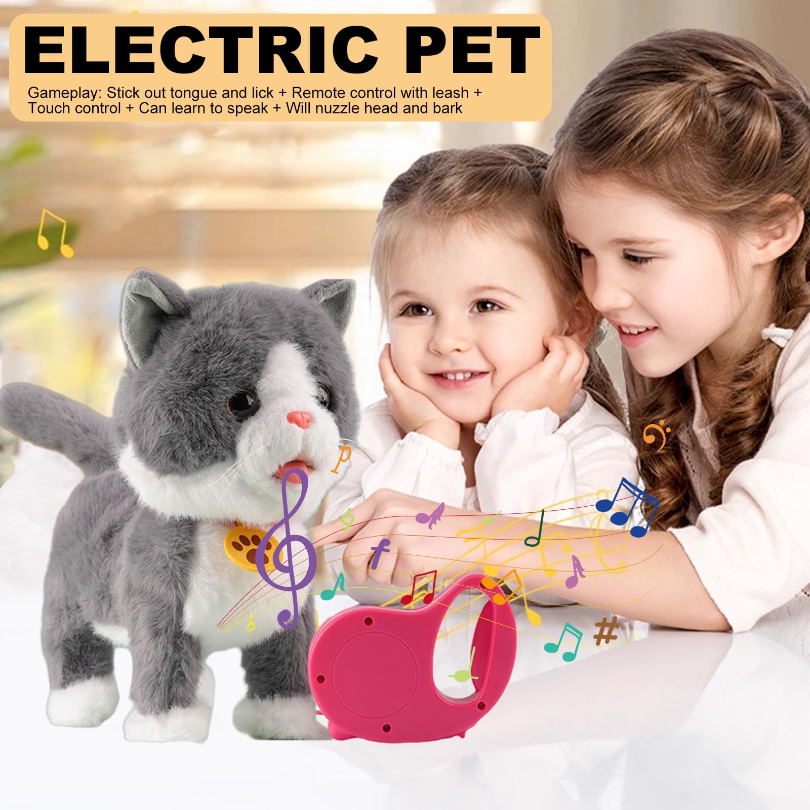 Elektroniczny Interaktywny Pluszowy Pies z Pilotem, Szczekający i Machający Ogonem, Dla Dzieci 4+ lat Up-D
