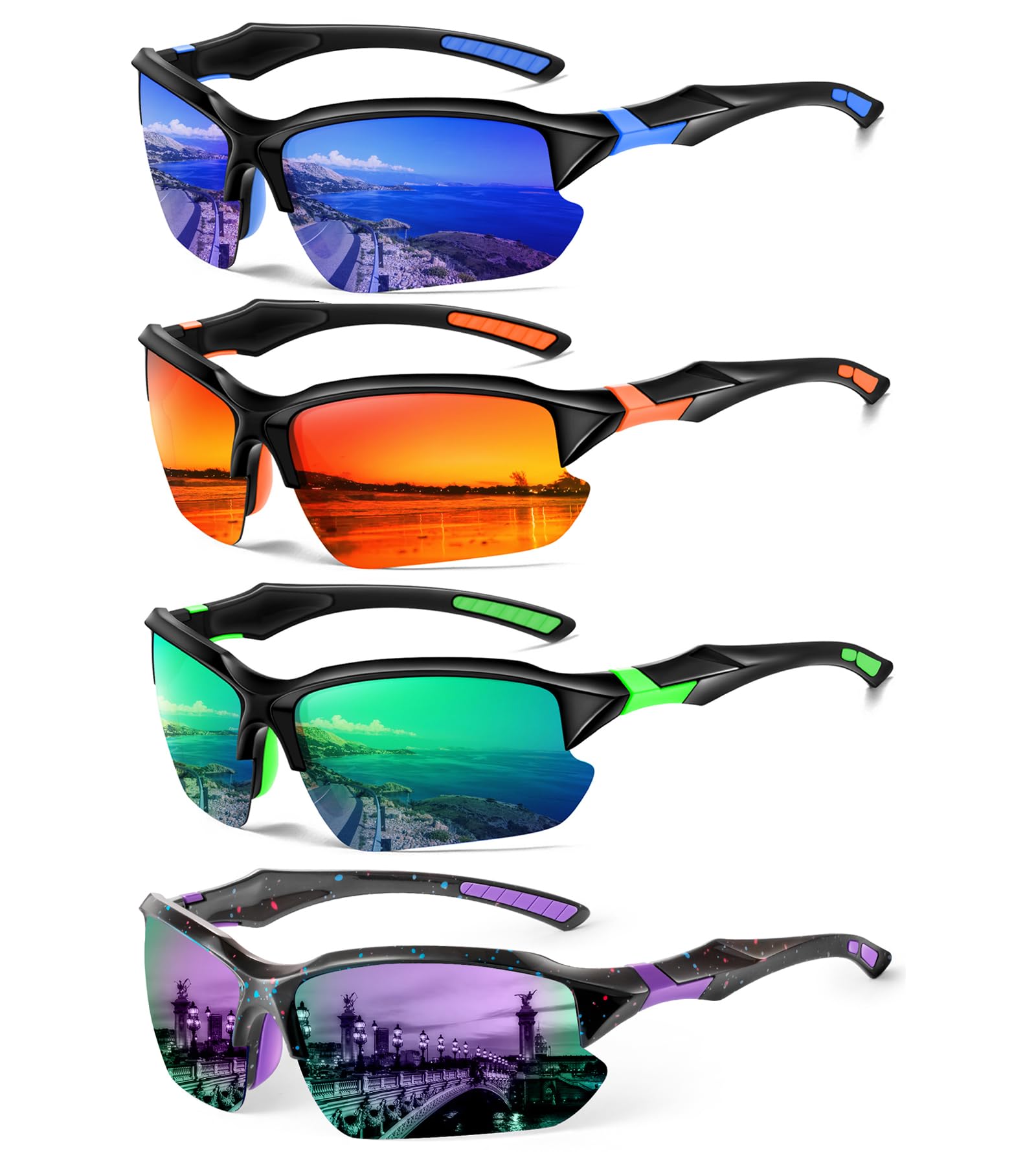 DioKiw Sports Polarized Sunglasses for Men Cycling Running Fishing UV Protection Sun Glasses Lightweight Half Frame Goggles