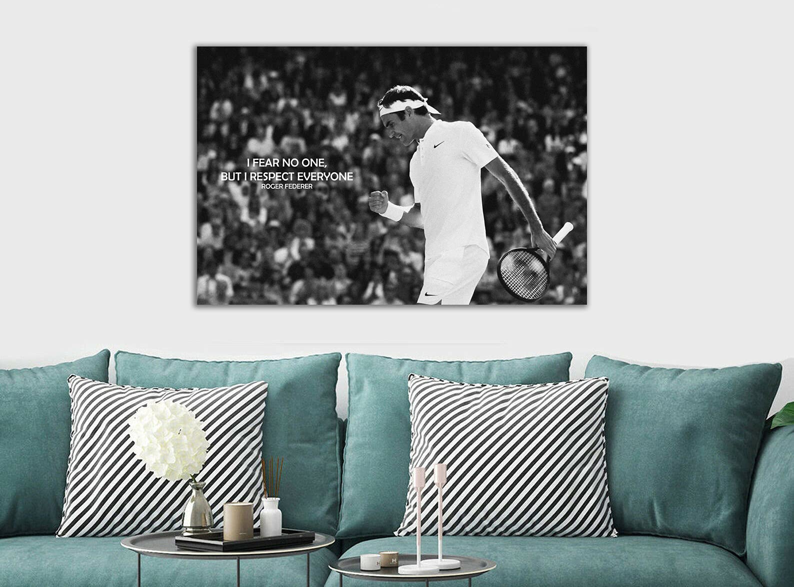 Roger Federer I Fear No One Leinwandbild, gerahmt. Verschiedene Größen (A2, 61 x 16 Zoll)