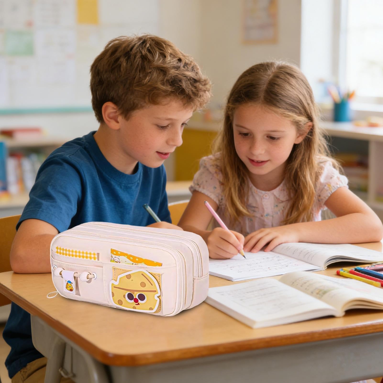 Set di astucci, borsa portaoggetti di grande capacità, accessorio per cancelleria, astuccio per penne per la scuola, porta attrezzi da scrittura multiuso, per bambini, ragazzi e ragazze, per