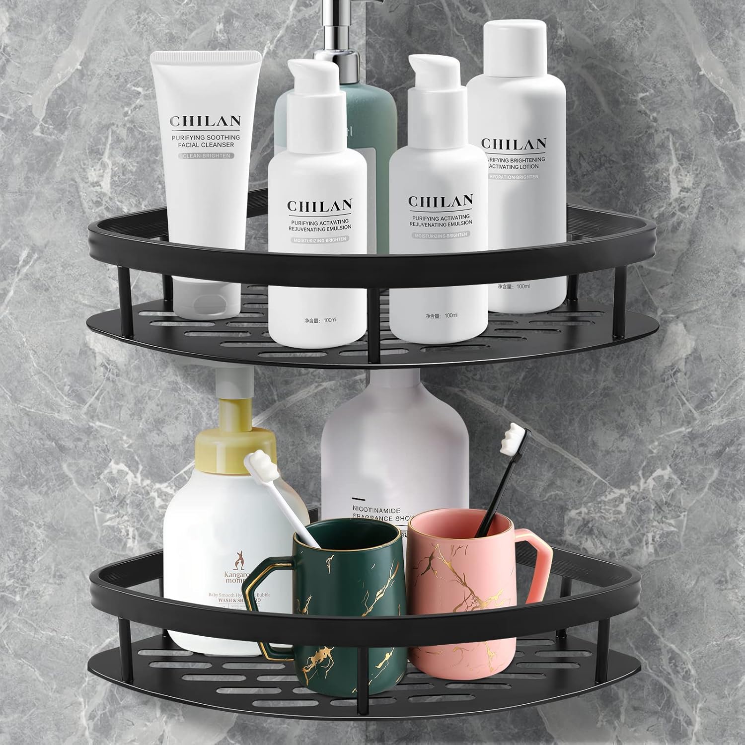 LONENESSL Corner Shower Caddy,Bathroom Organiser,Bathroom Storage 2 ...