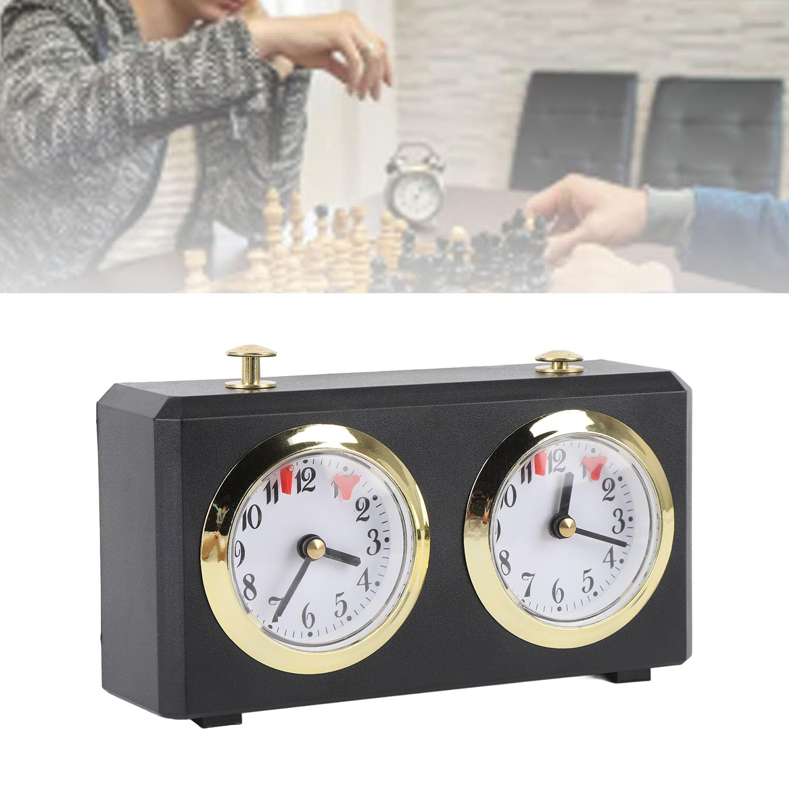 Horloge D'échecs Mécanique Analogique, Minuterie D'échecs Classique à Remonter pour Les Compétitions Weiqi et Les Séances D'entraînement Quotidiennes (Noir)