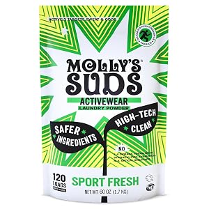 Mollys Suds Active Wear Laundry Detergent Extra Strength Sport Laundry Powder Stain Fighting for Performance Fabrics and Sensitive