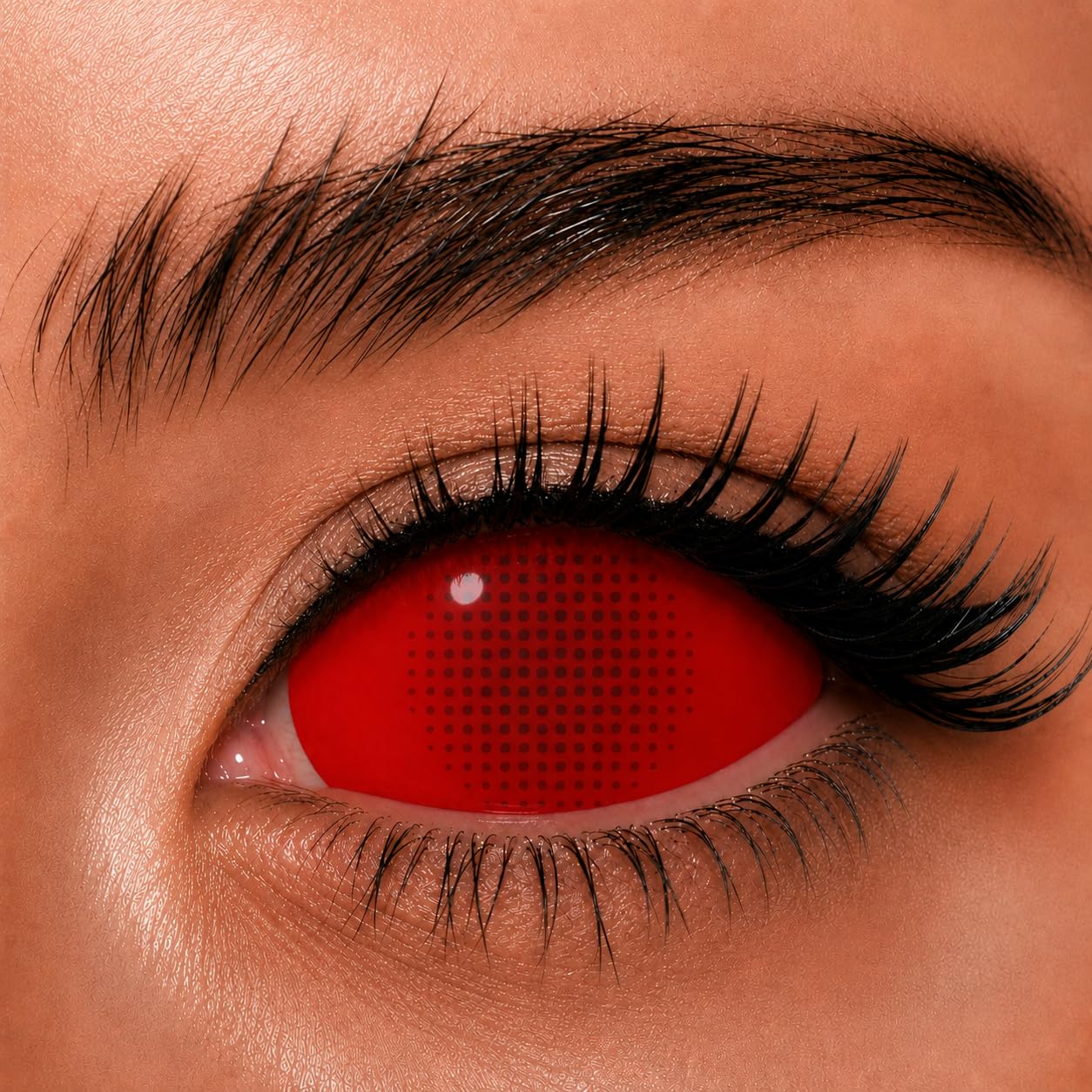 Soczewka kontaktowa twardowkowa - Red Mesh - 1 para 2 soczewek - Do uzytku przez 1 rok - Bez mocy - COSPLAY - HALLOWEEN