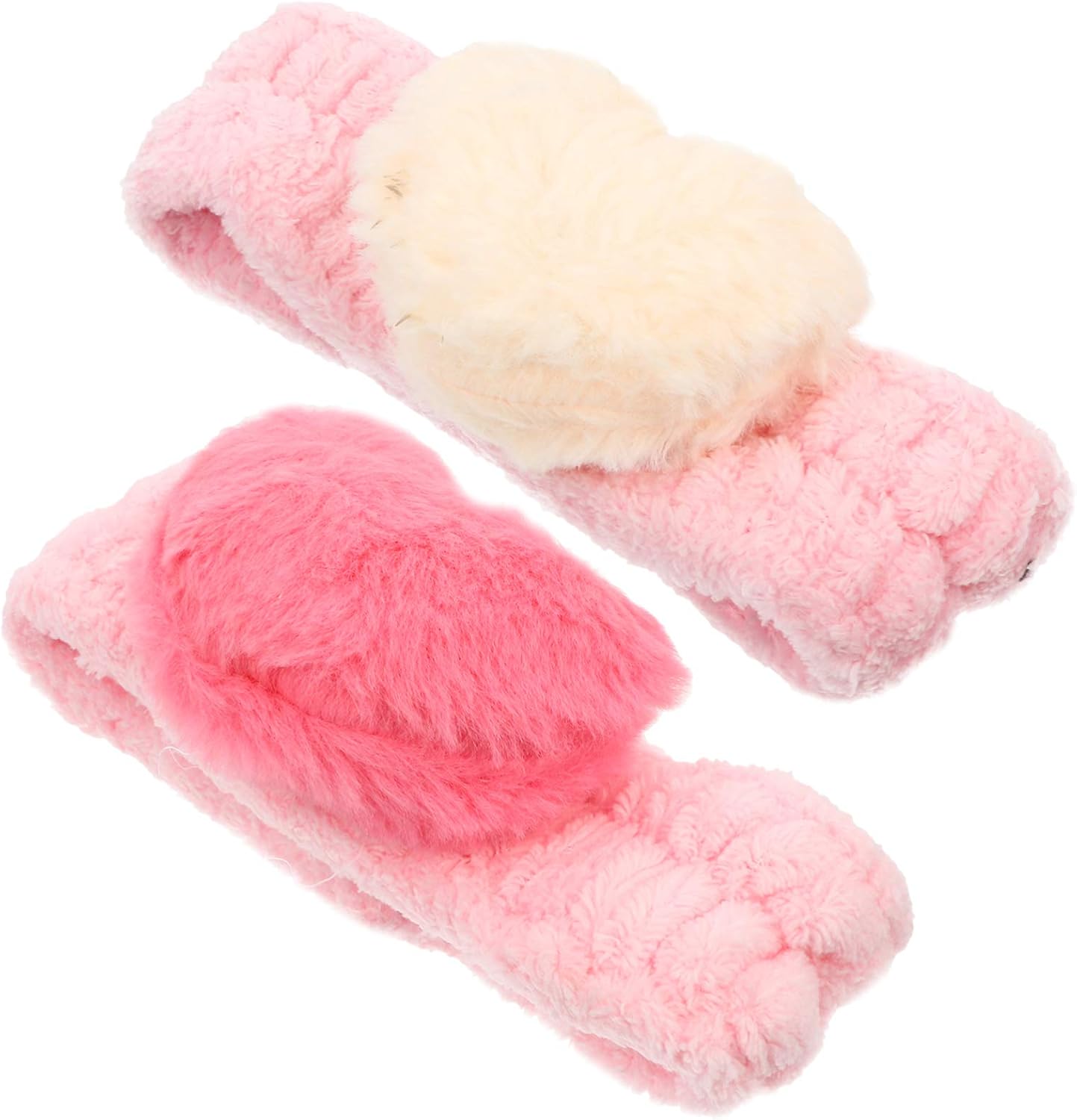 Coral Fleece Headband, Headband Facial Makeup Face Wash Shower Hairband for Women,2pcs(White,Pink), Assorted Color