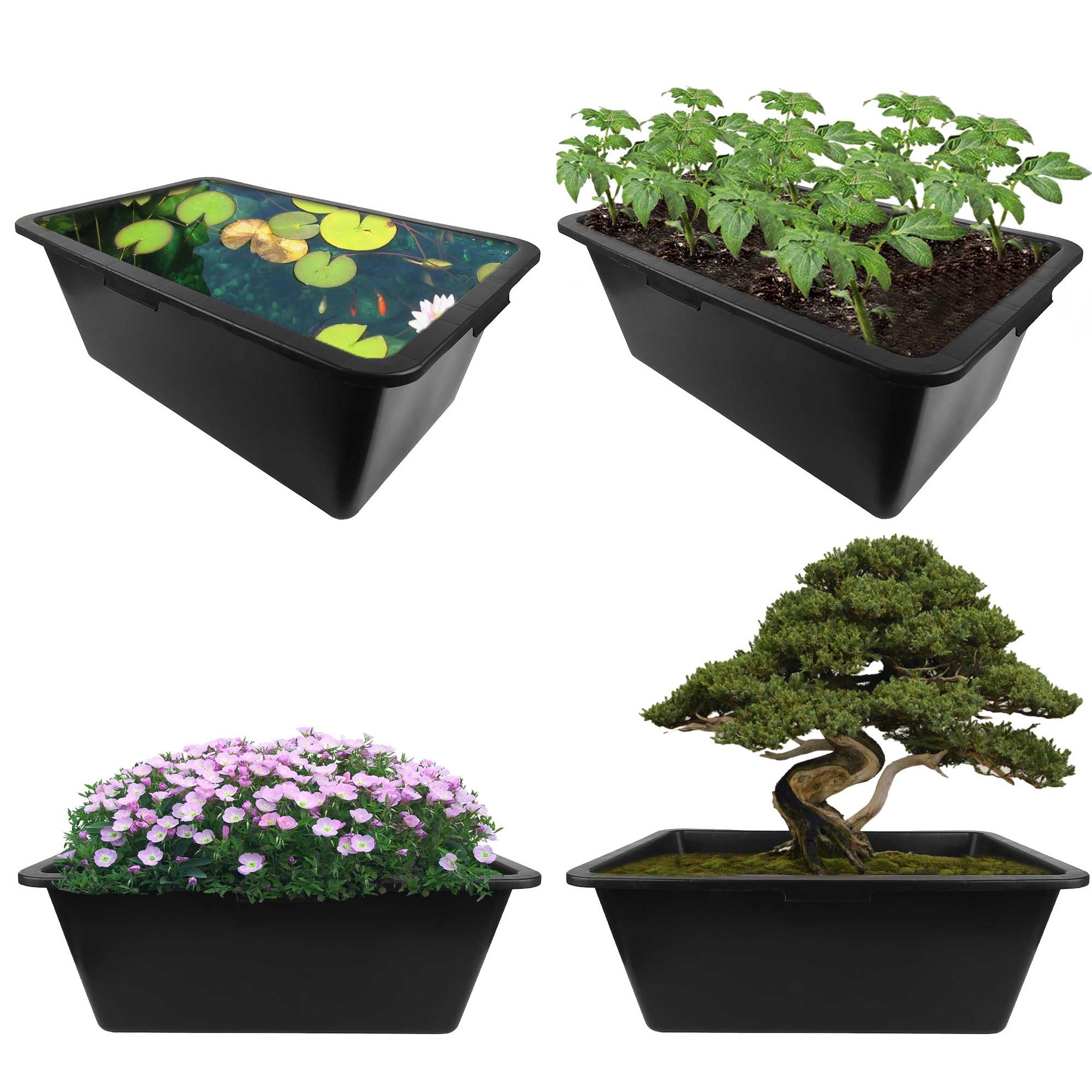 Bassine de construction en plastique noir - 80 litres - Bac à mortier robuste pour chantier, jardin, rénovation - Incassable et résistant au gel - Rectangulaire