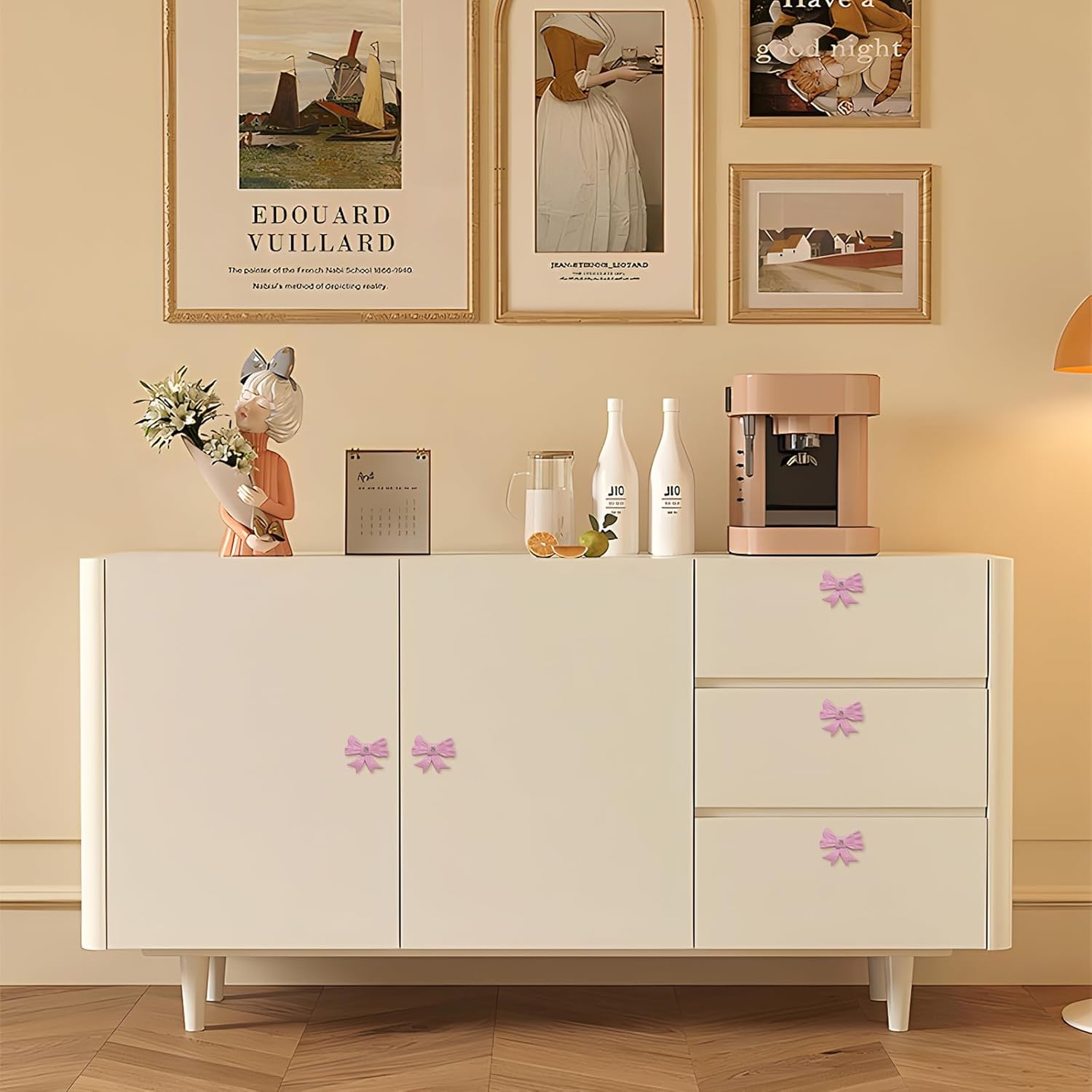 8 Pcs Pink Bow Dresser Knobs - Coquette Bow Drawer Knobs Cabinets Hardware Pulls Decorative for Girls Room Home Bedroom Kitchen Cabinets Hardware Cupboard