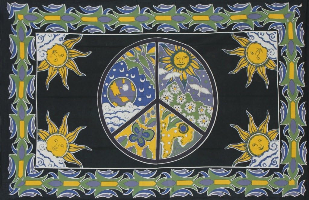 OMA® Peace Sign Tapestry Dorm Decor Beach Sheet - LARGE SIZE FEDERAL (TM) BRAND