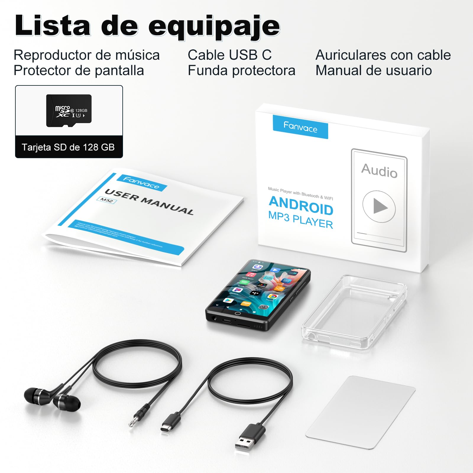 144GB Reproductor MP3 Spotify con WiFi y Bluetooth, Reproductor MP4 Android para Niños, Reproductor de Música con Pantalla Táctil de 4.02 Pulgadas con Audible, Amazon Music y Play Store
