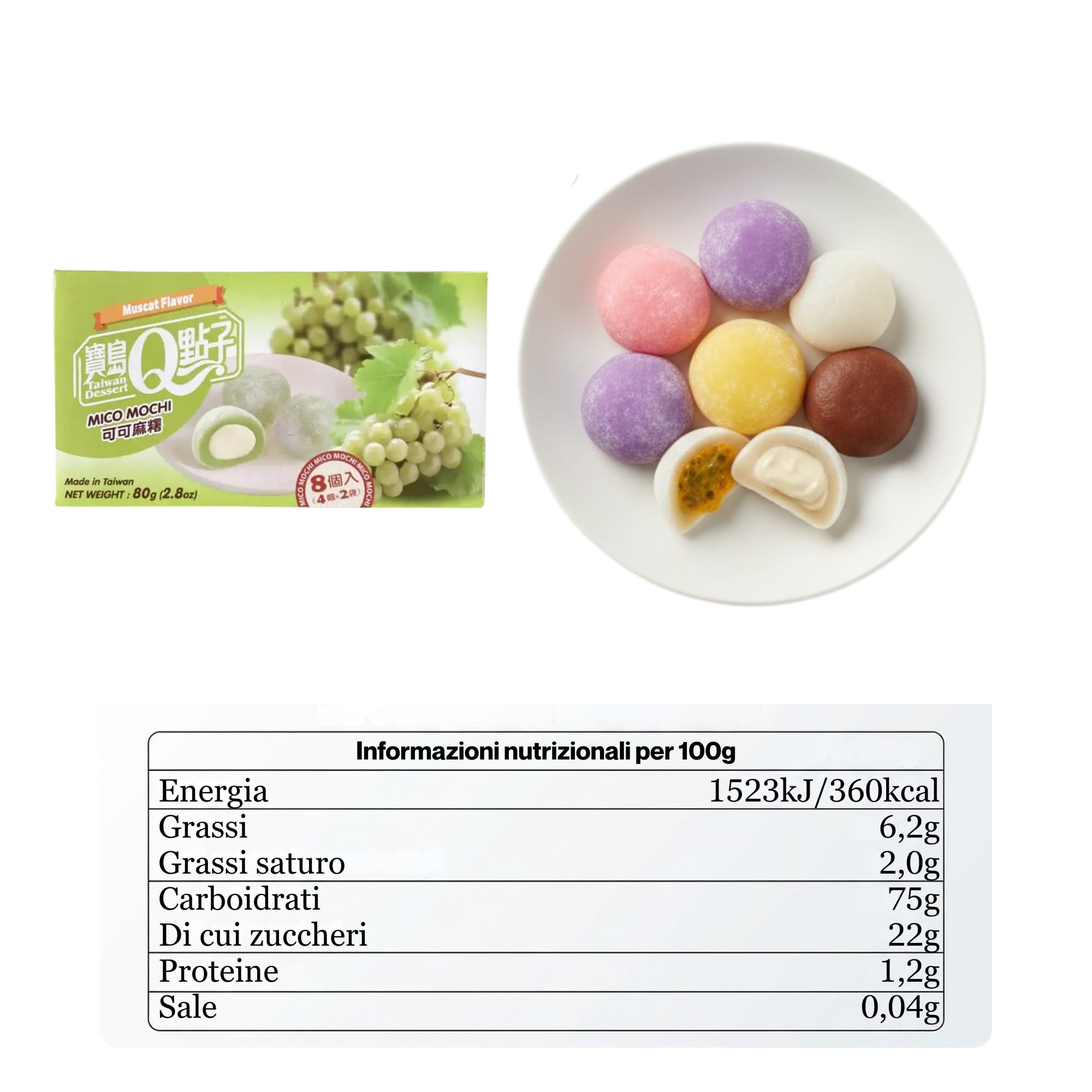 Hu Taste Mochi Mix Selezione Gourmet - Kit 5 Gusti: Matcha, Cioccolato, Latte, Mango e Uva - Box Snack Giapponesi e Dolci Asiatici Assortiti (Gusti Cremosi: Mango, Cioccolato, Latte, Matcha e Uva)