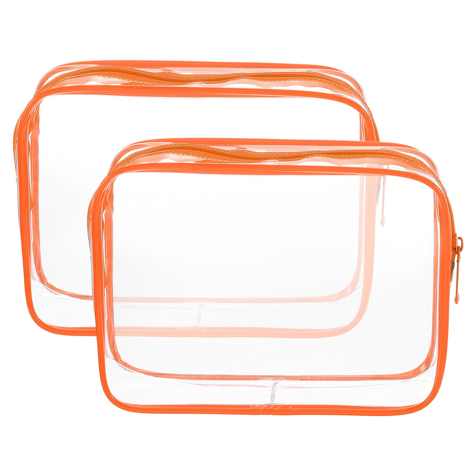 HARFINGTON 2pcs Clear Toiletry Bag Quart Size TSA Approved PVC Makeup Cosmetic Bag for Women Travel Transparent Organizer Airport Airline Compliant,