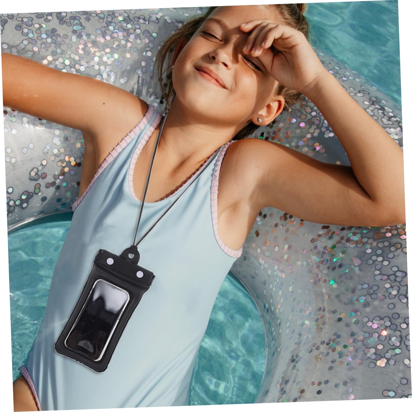 OKUMEYR 2pcs Mobile Waterproof Bag Protector PVC Miss Black