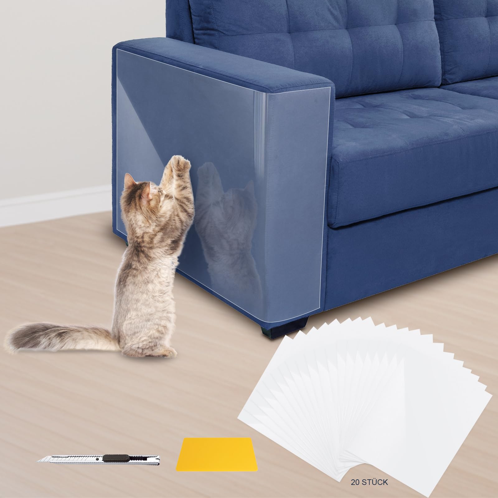 Kratzschutzfolie Für Katzen - 10 Stück Transparent, Selbstklebend Für Möbel