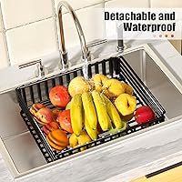 Vista 5 de Carro rodante de 4 niveles, carrito de utilidad, carrito de almacenamiento, carritos de cocina con ruedas con parte superior de madera, cesta