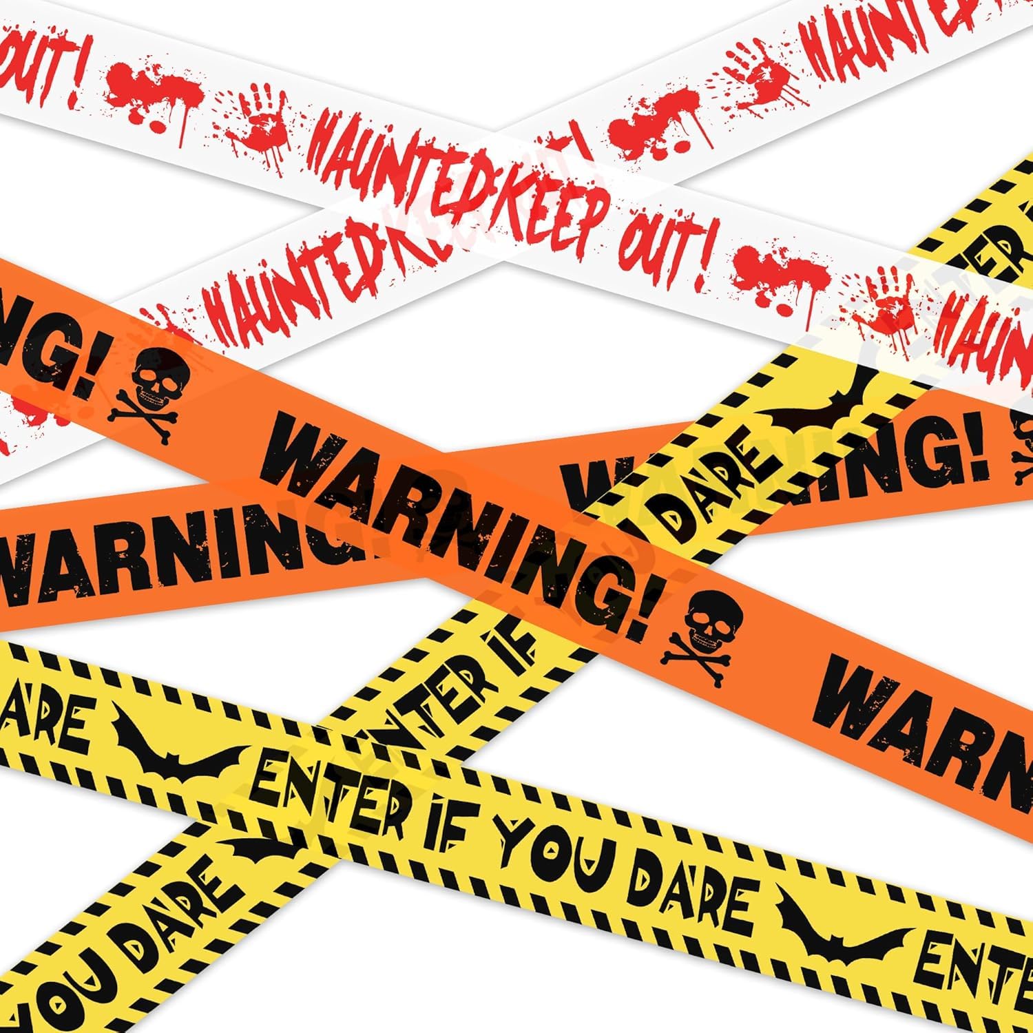 SWR Halloween Warning Caution Tape - Enter If You Dare, Danger Keep Out - Fright Tape for Party Decoration, Crime Scene Props, Haunted Houses, Yard Decor (3 Pieces)
