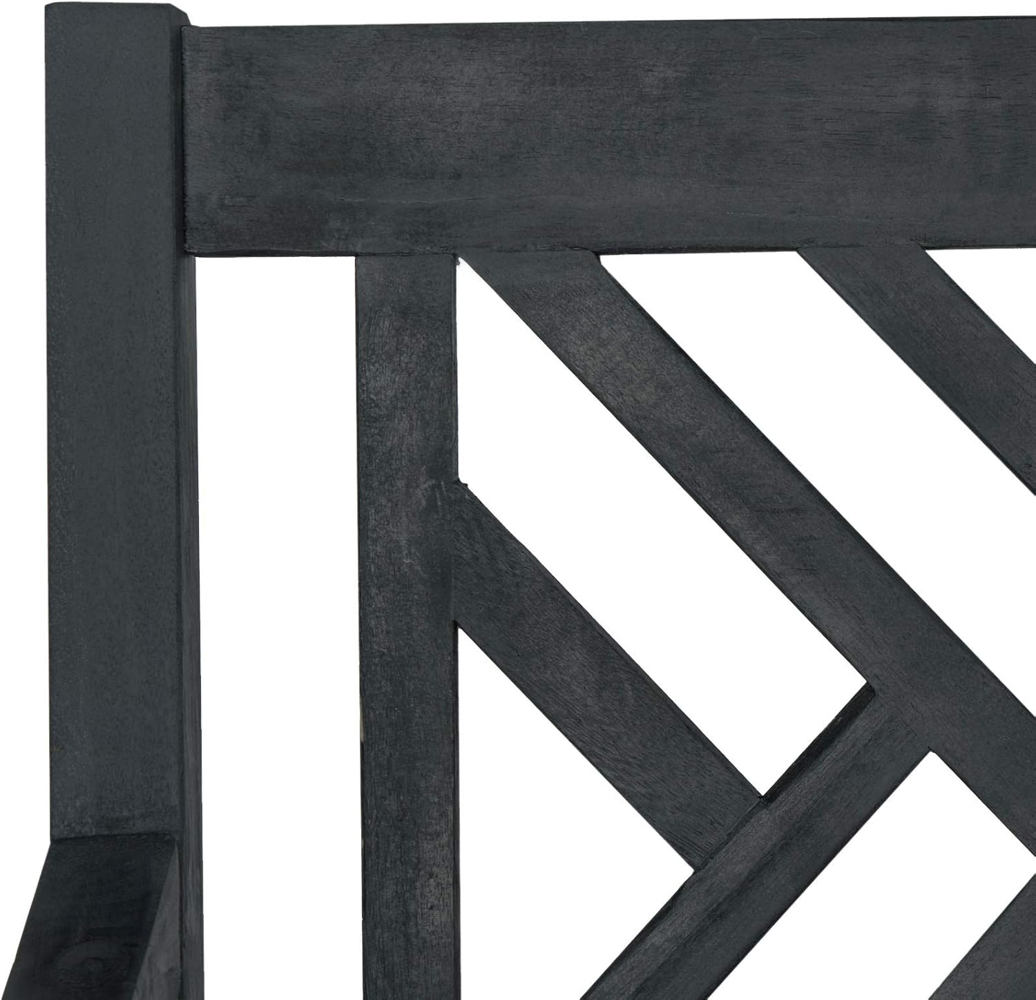 Safavieh PAT6738K Outdoor Collection Bradbury Grey 3 Seat Bench, Dark Slate Gray/Beige
