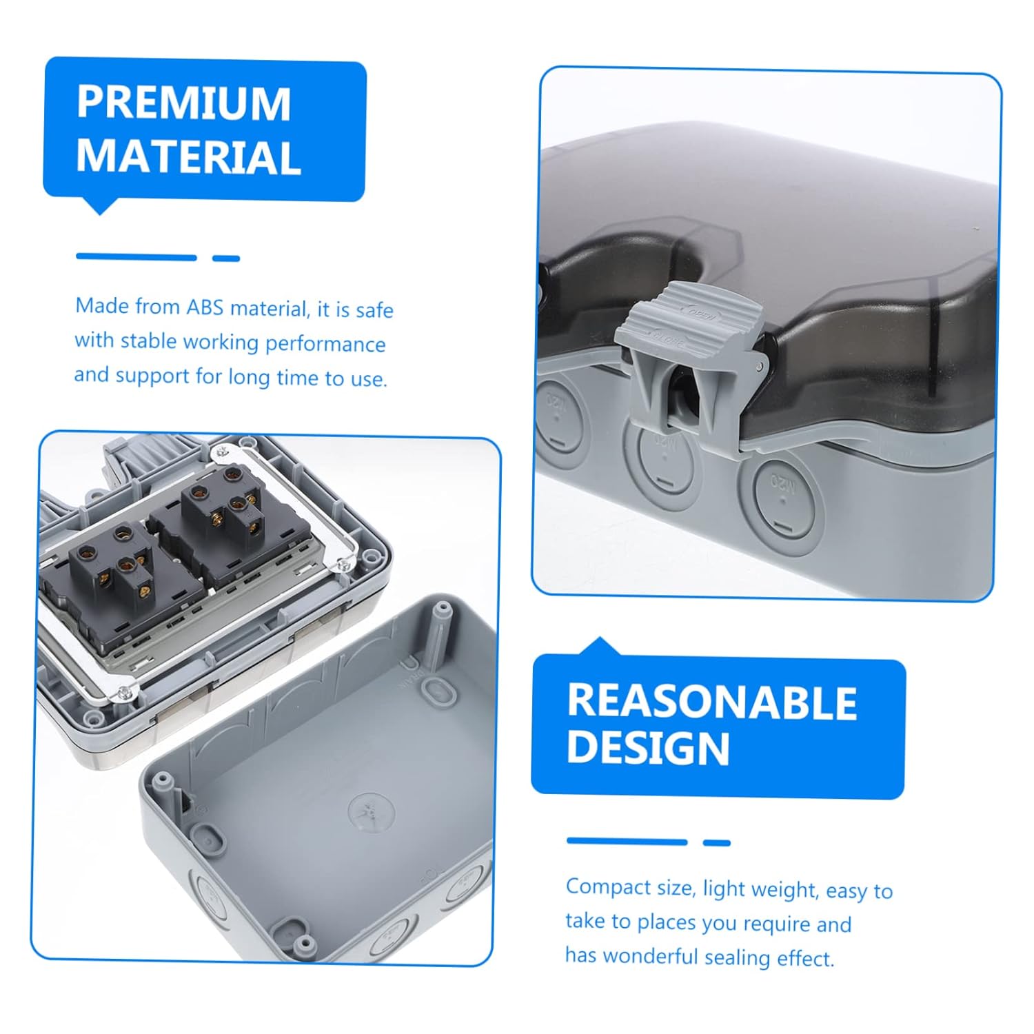 IP66 Waterproof Outdoor Socket Box Dual American Style Outlet Protector Weatherproof Electrical Cover for Rain and Dust Suitable for Outdoor Use