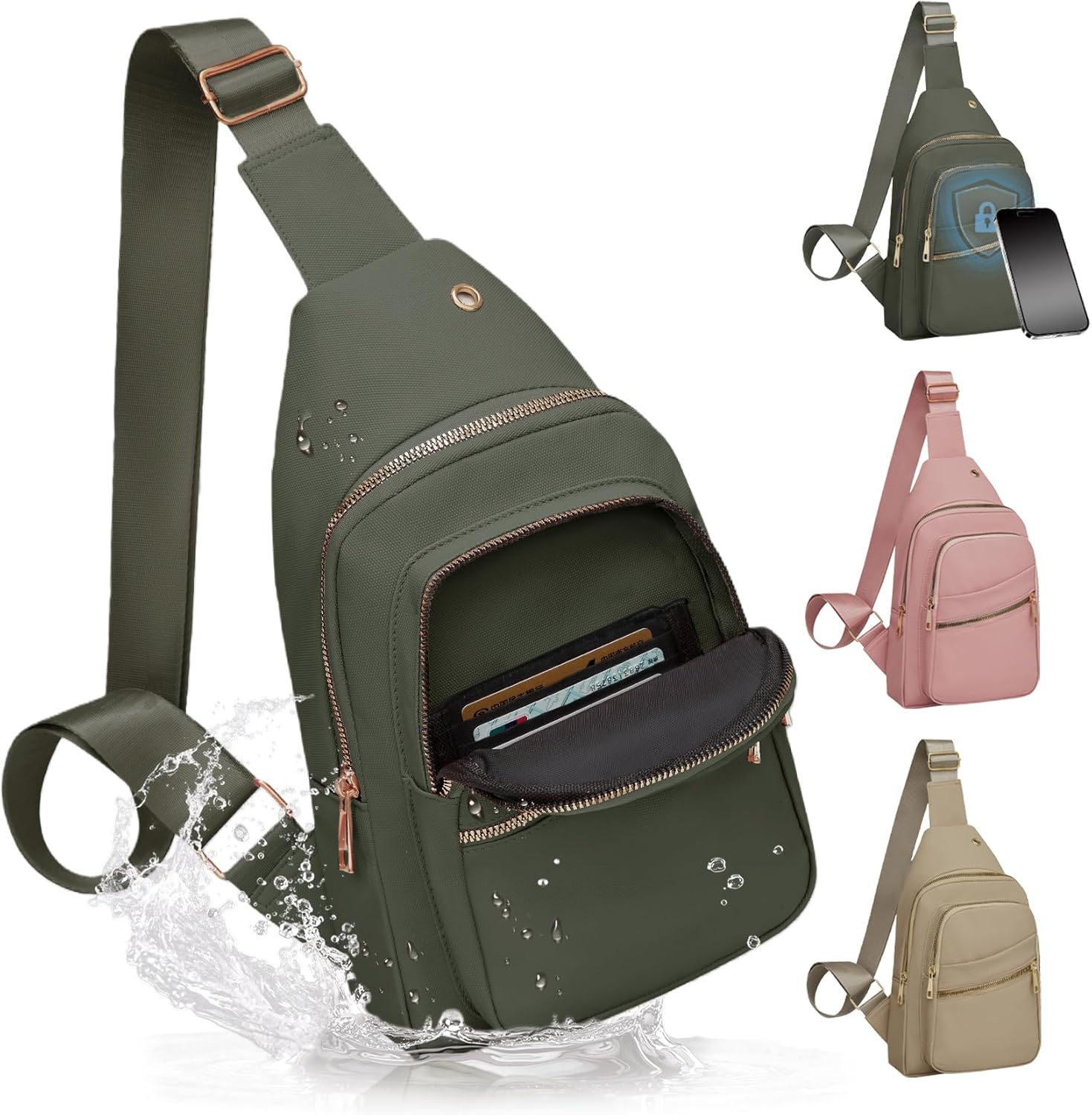 Waterproof RFID Sling Bag for Travel & Outdoor Activities – Unisex Green Daypack Waterproof RFID Sling Bag for Travel & Outdoor Activities – Unisex Green Daypack