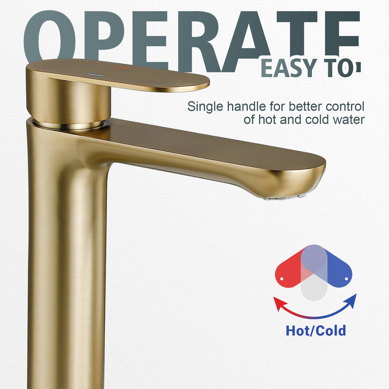 Grifo alto de acero inoxidable dorado 304, grifo alto para lavabo, moderno grifo monomando para baño y cocina