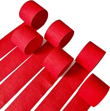 Red Crepe Paper Streamers 6 Rolls 492ft, Party Decorations for Birthday Wedding Baby Shower Bride Shower New Year Christmas Holiday Decorations, 1.77Inch x 82ft/Roll