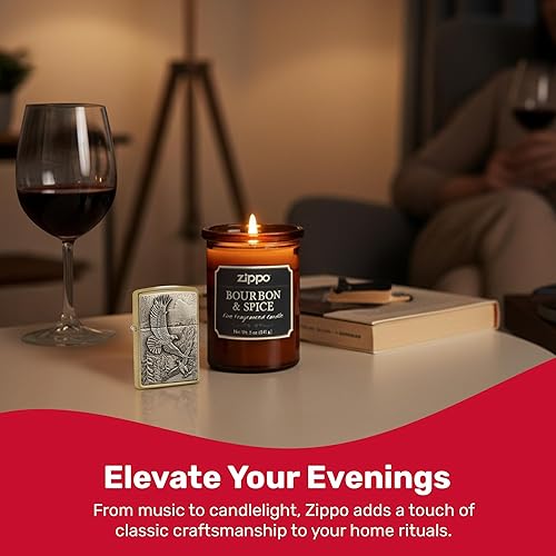 Vista 5 de Zippo Eagles Dare Pocket Lighter - Refillable Flip-Top Windproof Lighters - Fierce Soaring Eagle Patriotic Design Pocket Lighters - Luxury Metal