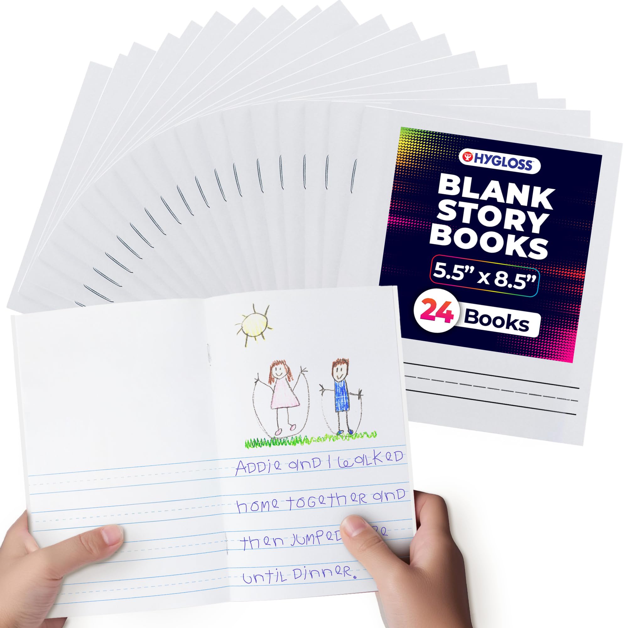 Hygloss 24 libri di fiabe vuoti per bambini, piccoli quaderni con copertina morbida bianca, 14 x 21,5 cm, 24 pagine a mezza righe, libri vuoti per bambini per scrivere storie e illustrare