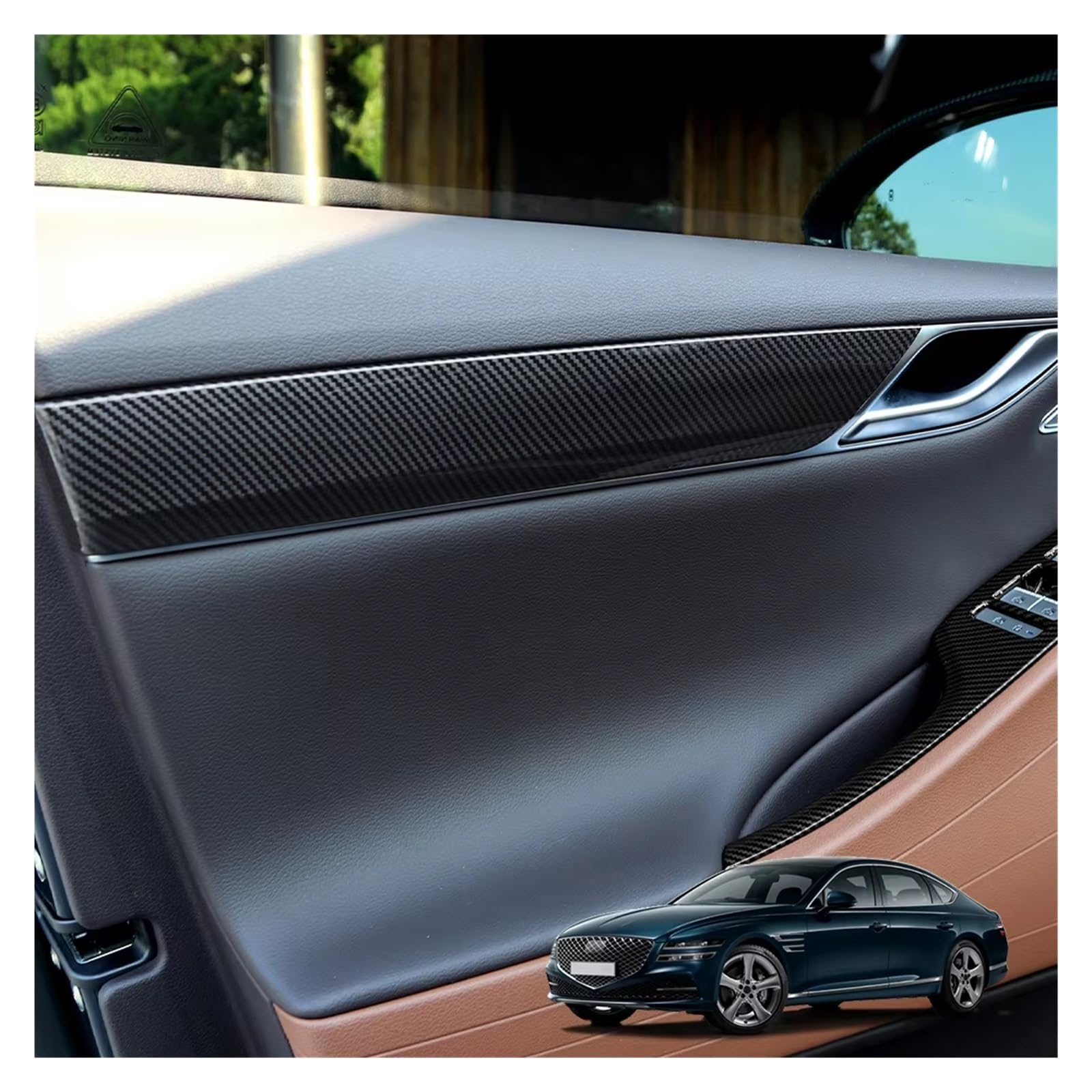 Wnętrza Samochodów Dla Genesis G80 RG3 2021-2024 Pokrywa Panel Drzwi Wewnętrzne Akcesoria Ochrona Pokrywy Deski rozdzielczej LHD/RHD Akcesoria do wnętrza samochodów(włókno węglowe)