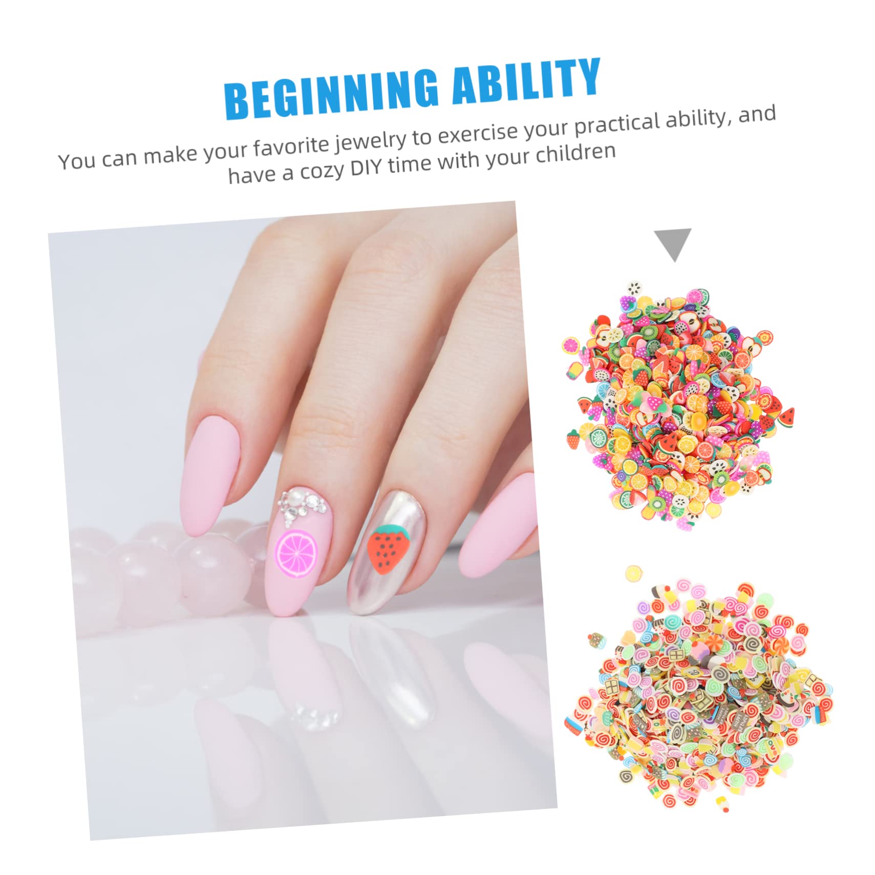 FRCOLOR 8000pièces Perles Polymère Fruits Et Gâteaux Accessoires Pour Nail Art Et Décoration De Gâteaux Pour Projets Créatifs Famille