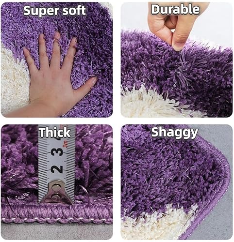 Miniatura 5 de vaxidow Alfombra retro a cuadros bohemia para baño, gruesa, peluda, antideslizante, vintage, ultra suave, absorbente de agua, para dormitorio, sala