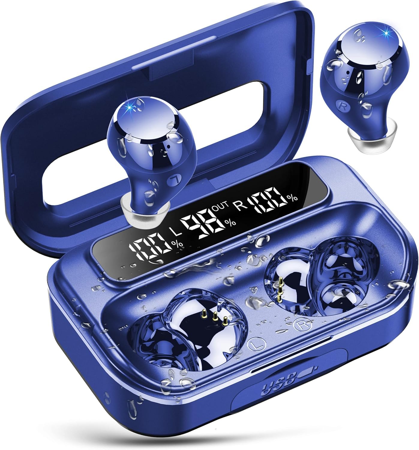 Bluetooth Kopfhörer, In Ear Kopfhörer Kabellos Bluetooth 5.4 mit 54 std Spielzeit LED-Anzeige, 4 ENC Noise Cancelling Mic, IPX7 Wasserdicht Headphones, HiFi Stereo Ohrhörer für Arbeit und Studium