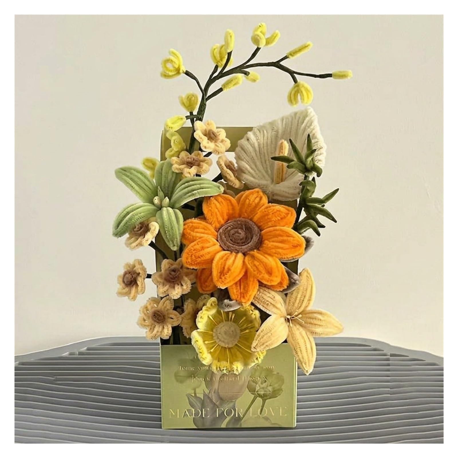 DIY Quilting Fabric kit Handmade DIY Pipe Cleaner Flower Box Craft Kit