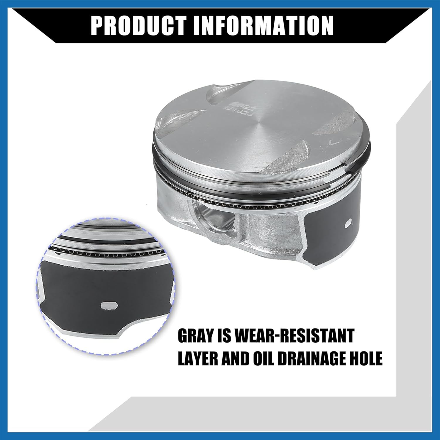 12578324 / Front/Engine Piston and Pin Assembly for Buick LaCrosse 2.4L 2010-2016 for Chevy Captiva 2012-2015 / Piston Rings Kit/Metal / 1 Set/Titanium Tone Item Replacement