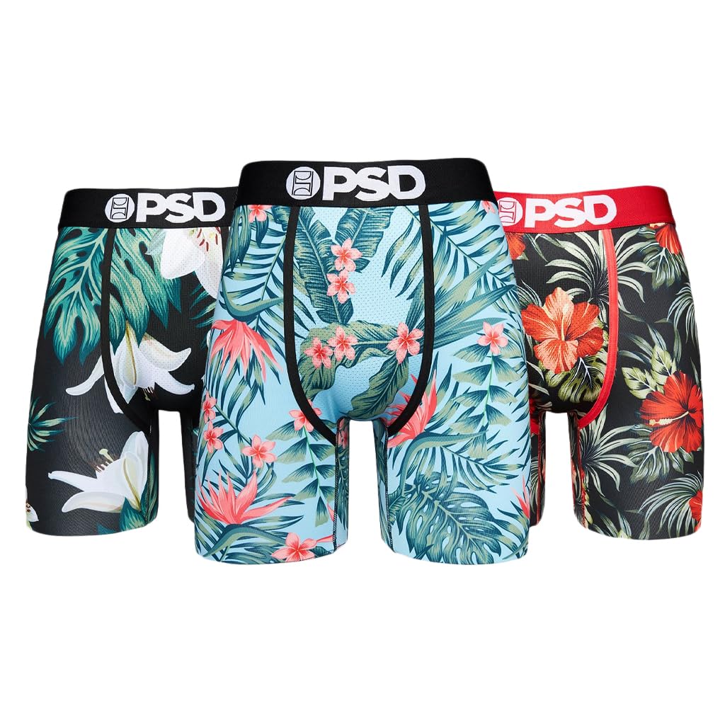PSD Mens Underwear Tropical Graphic Print Boxer Briefs, Packs & Singles