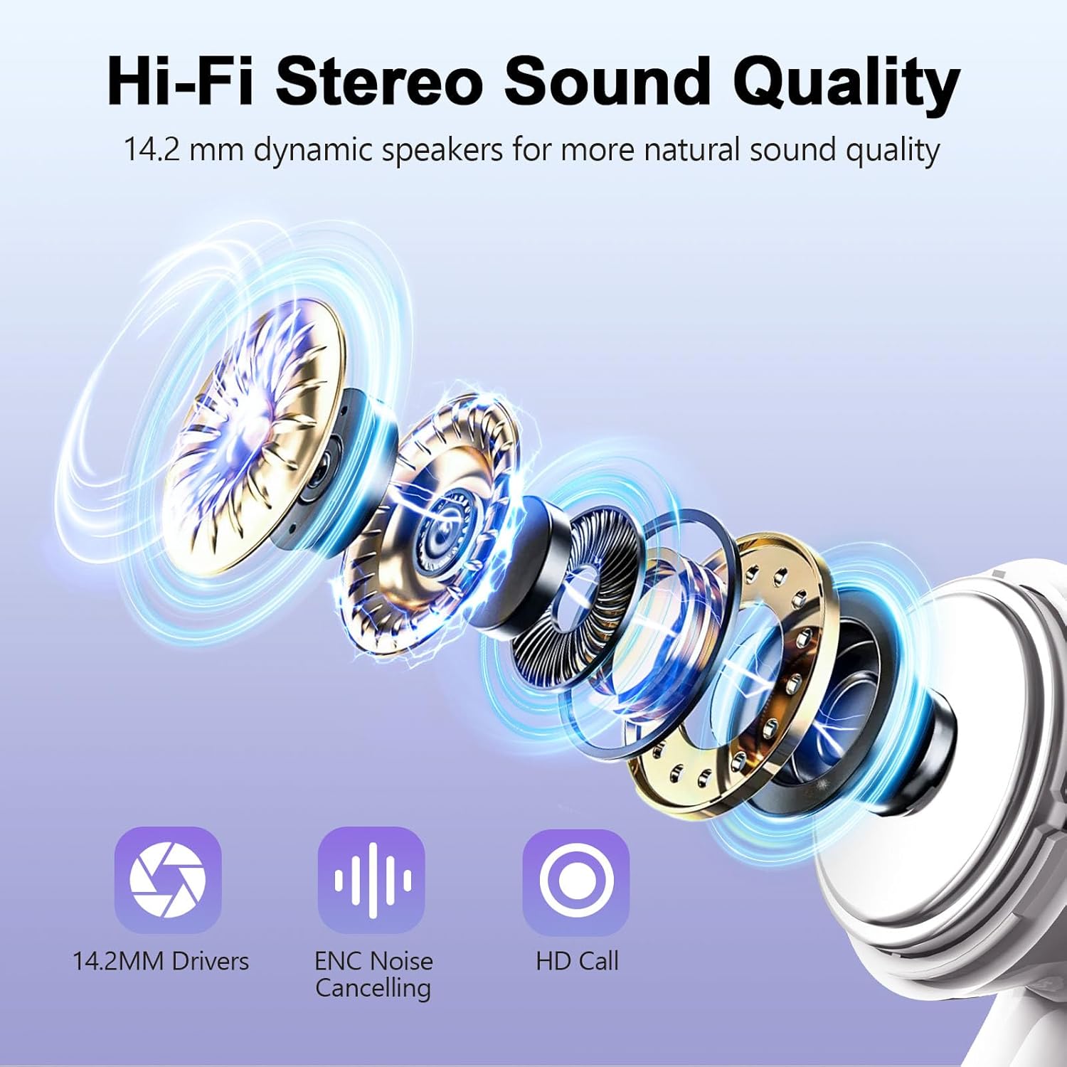 Wireless Earbuds, 2025 New Bluetooth 5.3 Headphones with LED Power Display, HiFi Stereo Deep Bass 48H Playtime 4 ENC Noise Cancelling Mic, in Ear Earphones IP7 Waterproof for Sport Walk - Image 2